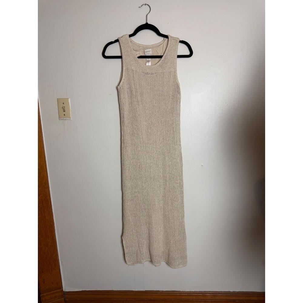 Zenergy by Chicos Linen Blend Knit Sleeveless Midi Dress lagenlook euro summer S